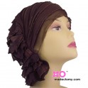 Janice Chemo Beanie Chocolate Brown Ruffle