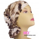 Lori Chemo Beanie Brown Print Ruffle