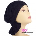 Phoebe Chemo Beanie Black Crinkle Chifoon