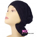 Phoebe Chemo Beanie Black Crinkle Chifoon