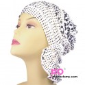 Reagan Chemo Beanie White/Black Floral Ruffle