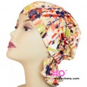 Shelly Chemo Beanie Navy Coral Print