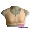 Pocketed Front Zipper Mastectomy Leisure Bra - Cotton/Lycra