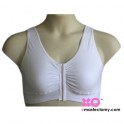 Pocketed Mastectomy Sleep Bra with Hook & Eye Front Closure. No elastic As Underbust - Cotton/Lycra