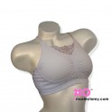 Pocketed Lace Cradle Leisure Mastectomy Bra with Hook & Eye Back Closure - Nylon/Lycra